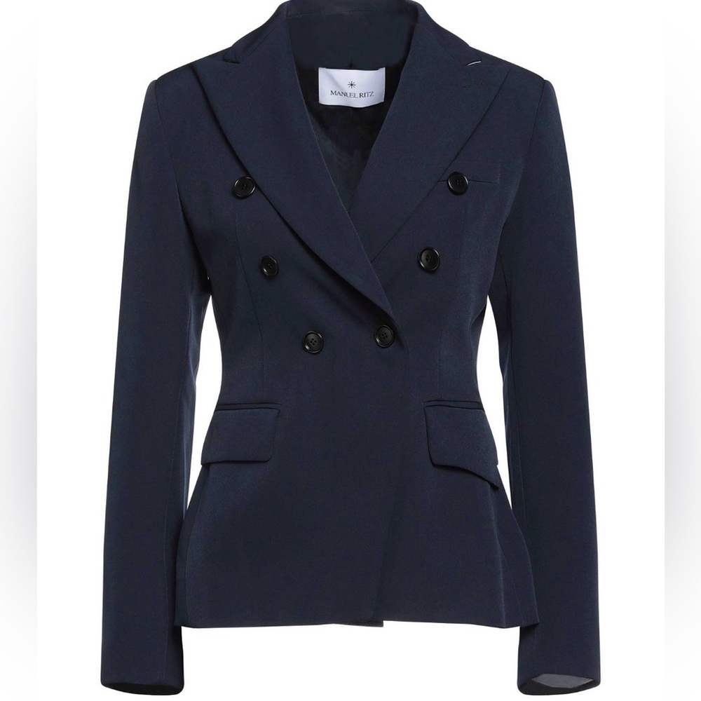 Manuel Ritz Navy Double-Breasted Tailored Blazer